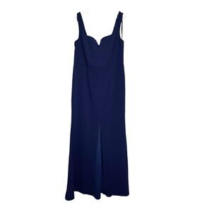 NWT Betsy & Adam Navy Gown With Slit Maxi Length